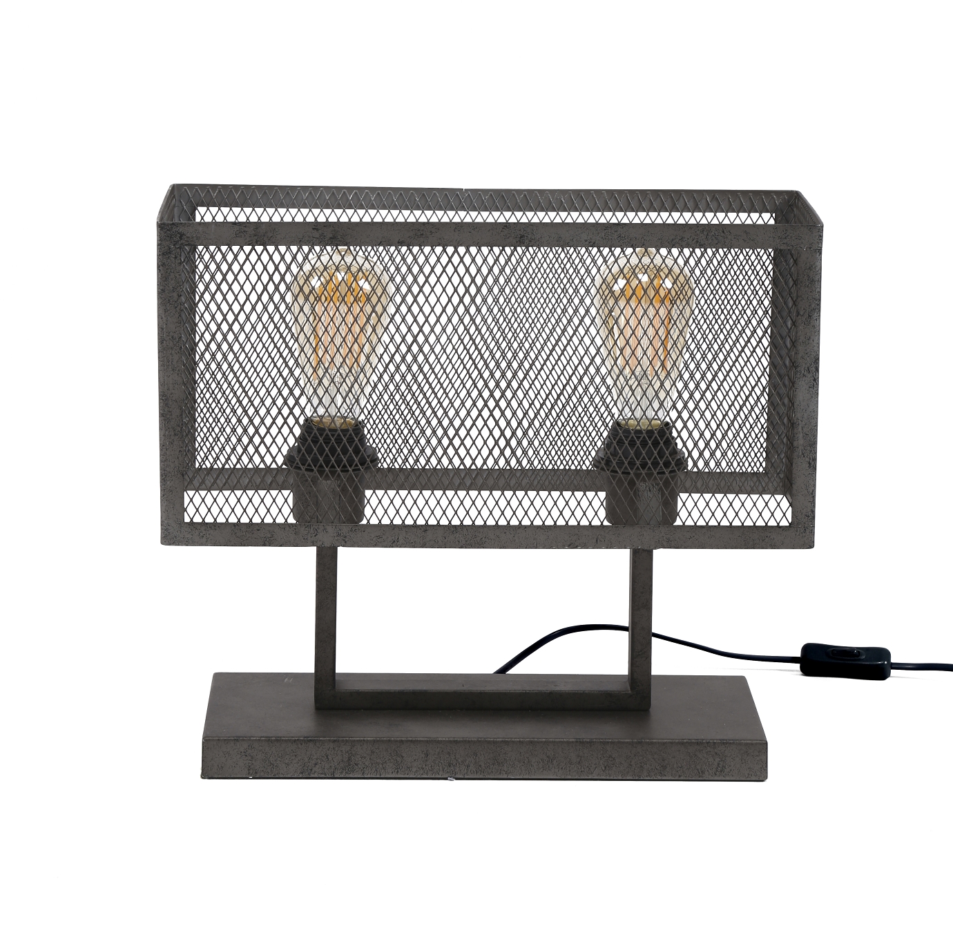 Tischlampe "Liared" Rechteck mit Raster Metall silber 40x15x33cm (B/T/H) 