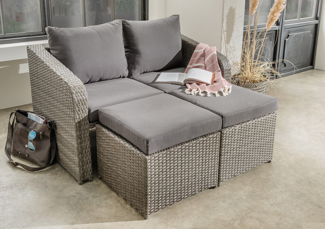 Loungeset "Jersey II", 4er-Set, grau/grau, Balkonmöbel, Gartenmöbel